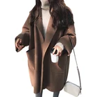 Пальто женское однотонное, с отложным воротником, большие карманы, размера плюс