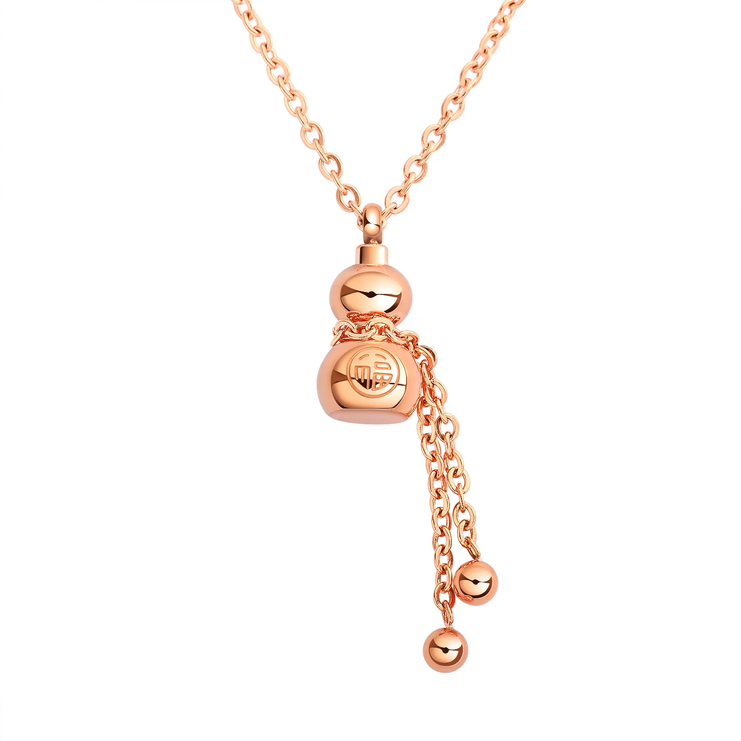 

Chinese National Calabash Lucky Fashion Charm Necklace For Woman Wedding stainless steel Pendant Necklace Jewelry