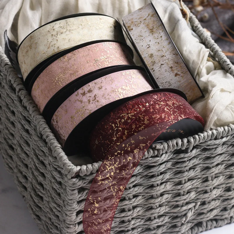 25 мм/5Y бронзового цвета трещины снег пряжа ленты букет торт банты волосов