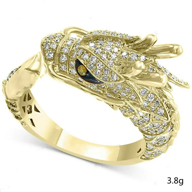 

2023 Micro-Inlaid Full Diamond Gold Dragon Ring Women's Rings Bague Femme Men's Ring Anel Masculino Bijouterie Female Gothic