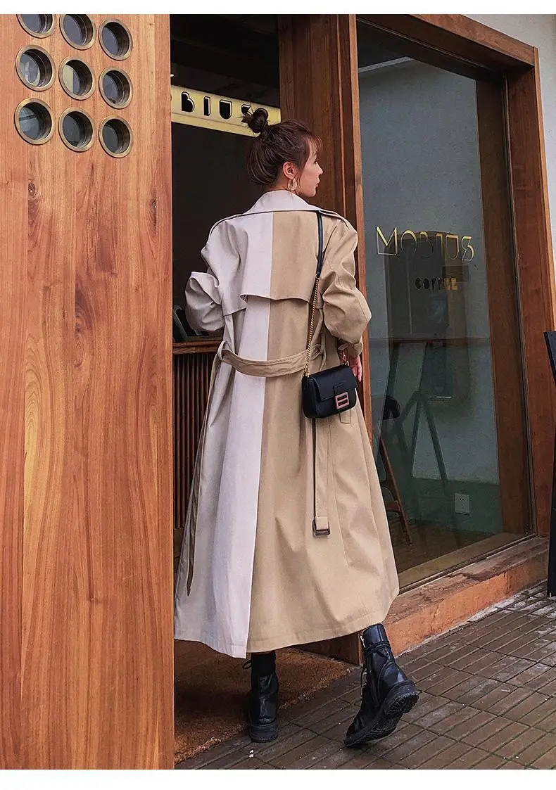 

2021 Women's Windwear Crash-colored Lace-up Slim Full Sleeve Over Long Wild Loose Casual Trench Coat New Autumn Fashion Clothing