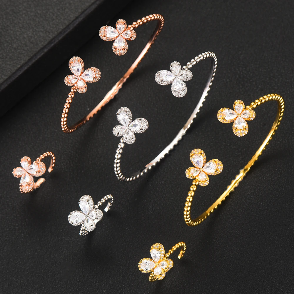 3 комплекта/упаковка Женский Свадебный комплект из кольца и браслета|Ювелирные