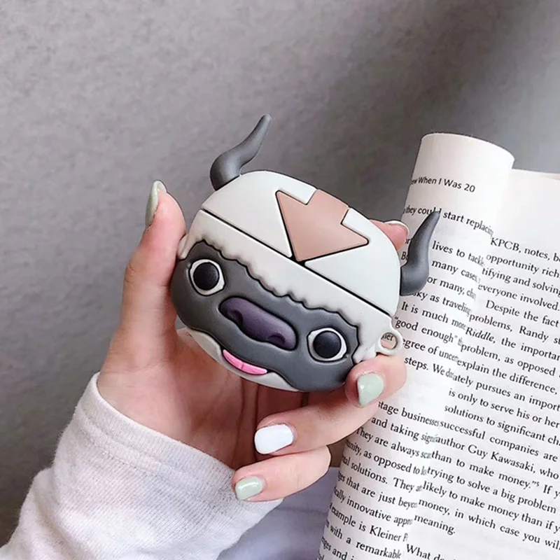 

Cartoon Caw Anime Avatar Appa Silicone Protect Antishock Cover for Airpods1 2 Pro Charging Case with Carabiner