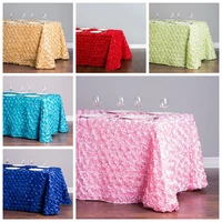 rectangle satin rosette table cloth wedding tablecloth colors event party decoration