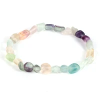 bohemia irregular fluorite crystal bracelet 2022 trendy women young girls colorful natural stone beads strand bracelets jewelry