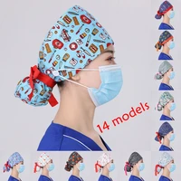 women bouffant cap button tie back sweatband adjustable nurse working fashion love