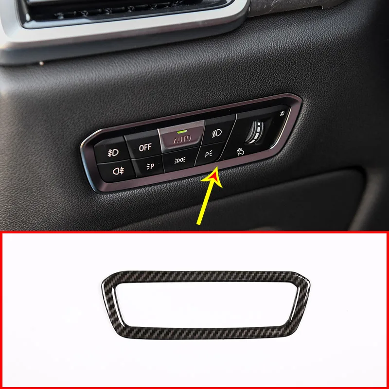 

Carbon Fiber Style ABS Headlight Switch Decoration Frame Trim For BMW X5 G05 X7 G07 2019 Year Model Accessories