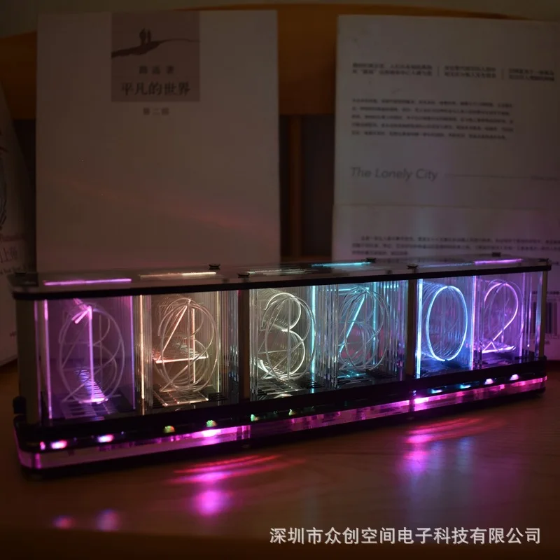 

Псевдо-светящаяся трубка цифровые часы Творческий RGB полный цвет diy украшения, Оригинальные подарки