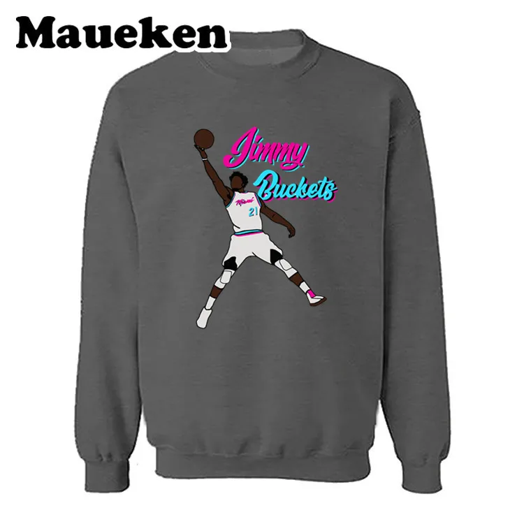 Мужские толстовки Jimmy Butler 21 Толстовки с капюшоном толстым круглым воротником
