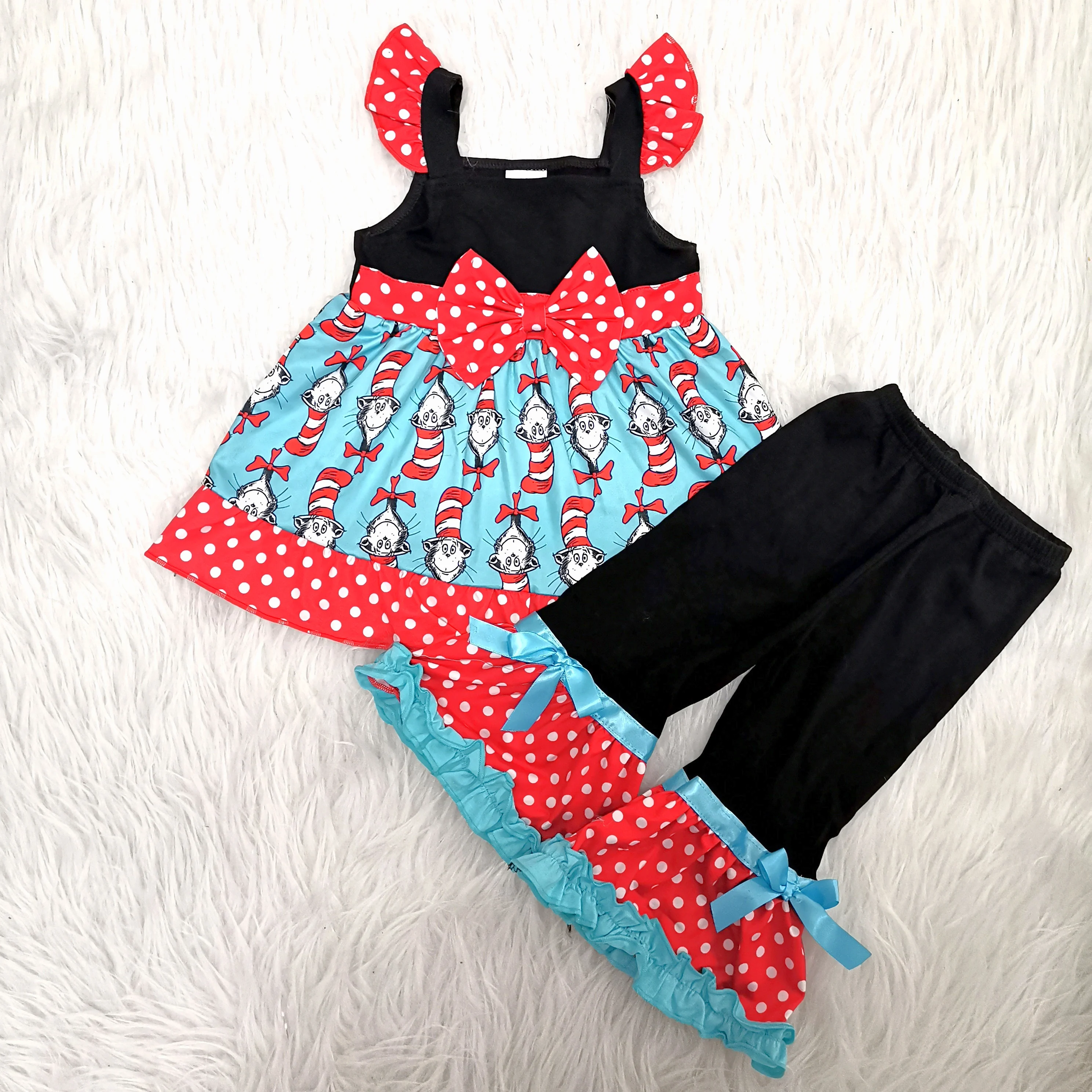 

Most popular cartoon character print kid's clothing girls' sets 2020 hot sale new design fashion high-end boutique 2 piece set