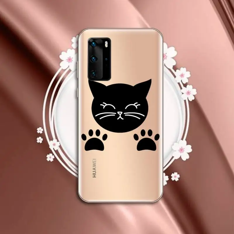 

Cute cat scratching Phone Case Transparent for Huawei P20 P30 P40 honor 8 10i P smart 2019 Samsung A71 A21S S10 20 plus