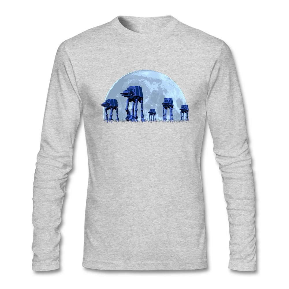 Мужская футболка круглый вырез, длинный рукав хлопок AT-AT STAR WARS лучшие дизайнерские футболки для мужчин s