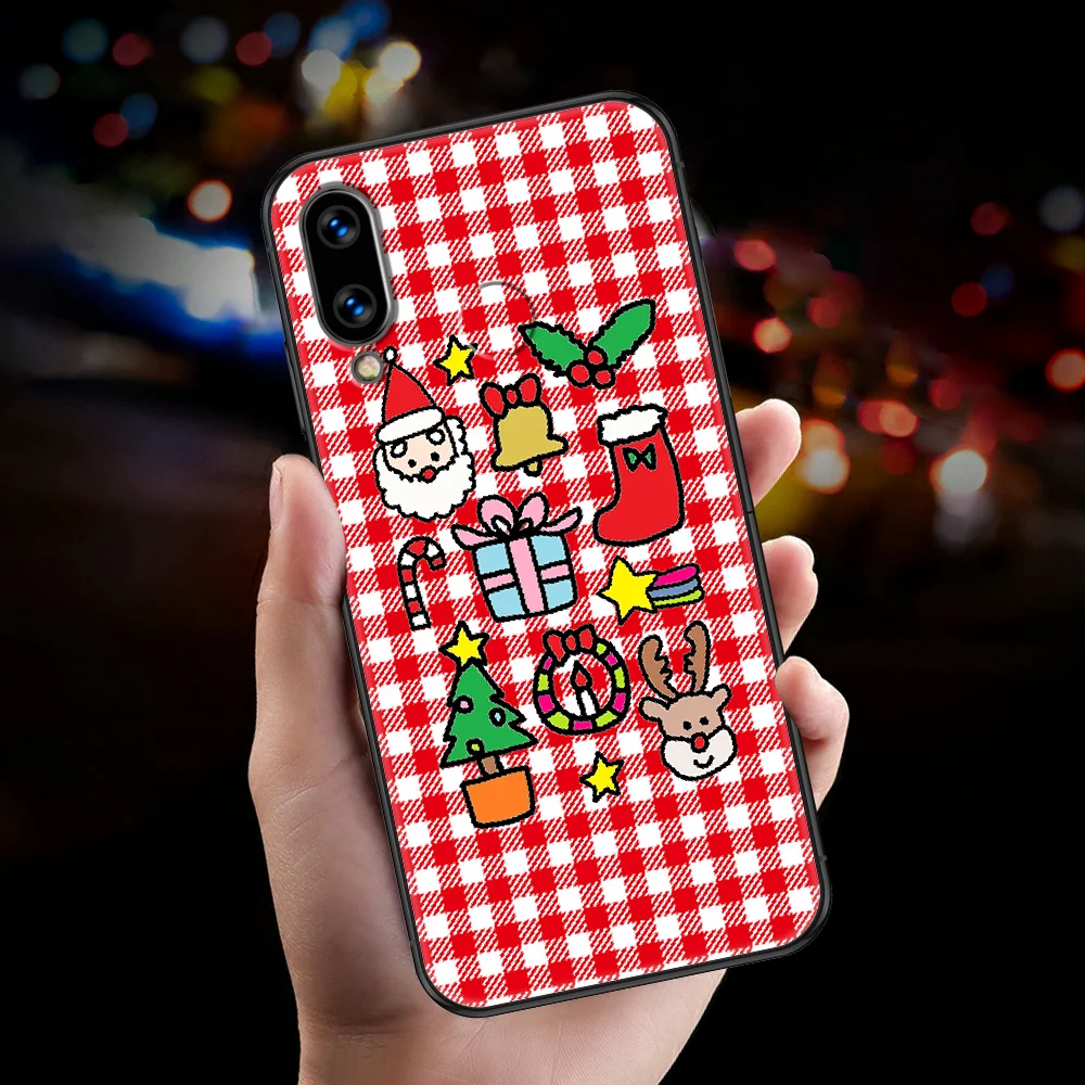 Милый Рождественский чехол для телефона Huawei Honor 6 7 8 9 10 10i 20 A C X Lite Pro Play черная