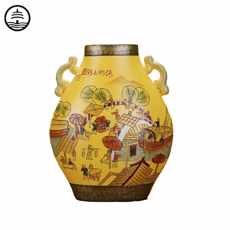 

BAO GUANG TA Chinese Abstract Art Retro Bottle Classical Vase Plant Dried Flower Arrangement Ceramic Craft Home Decoration R6263