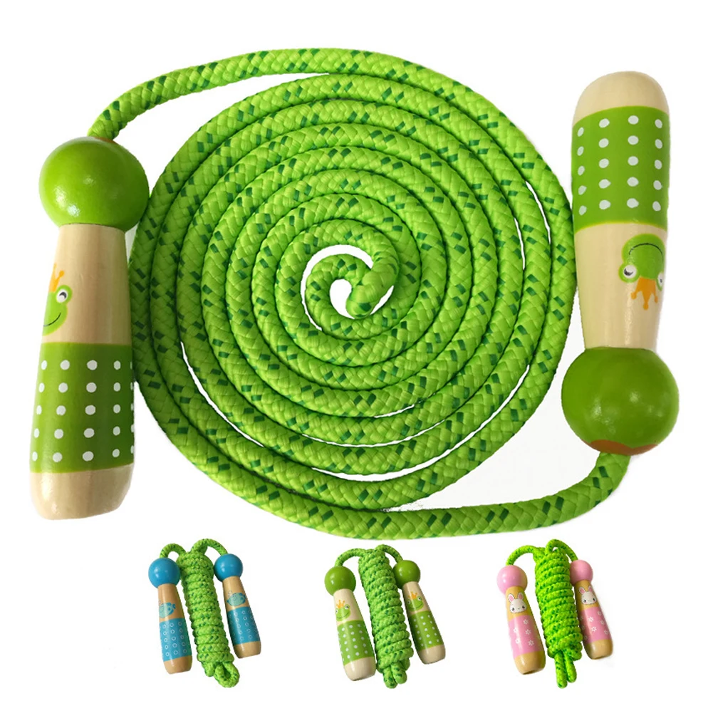 

Home Fitness Adjustable Workout Cartoon Animals Children Kids Indoor Sports Kindergarten Wooden Handle Students Skipping Rope