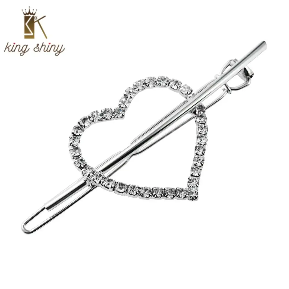 

Bingbling Hollow Geometric Rhinestone Hair Clip Luxury Girls Geometric Heart Star Round Full Crystal Hair Barrette Girls BB Clip