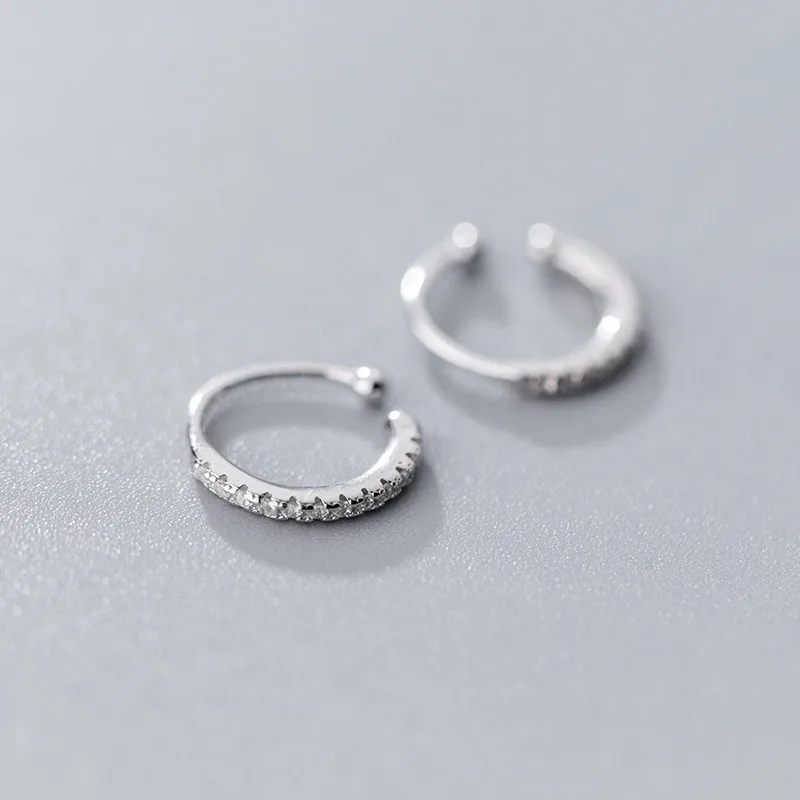 

925 Sterling Silver Ear Clip Gold Color Women Korean Style Temperament Row Zirconia Clip Earrings Jewelry Party Gift