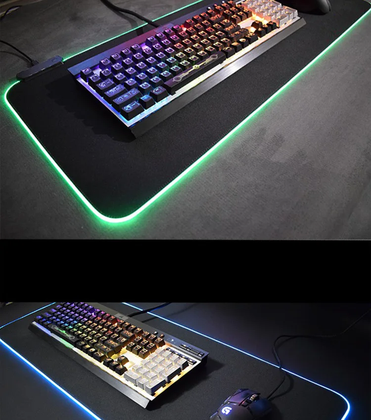 Большой размер игровой коврик для мыши Rgb пользовательский светодиодный коврик с цветным освещением натуральный каучук нескользящий Стильный коврик для клавиатуры пейзаж Звезда Луна летучая мышь 4