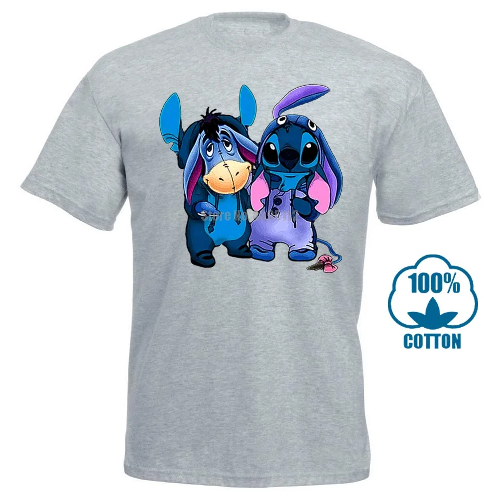 Серый Eeyore и Stitch мы лучшая футболка друзей черные хлопковые мужские S 6Xl Сделано в США - Цвет: Серый