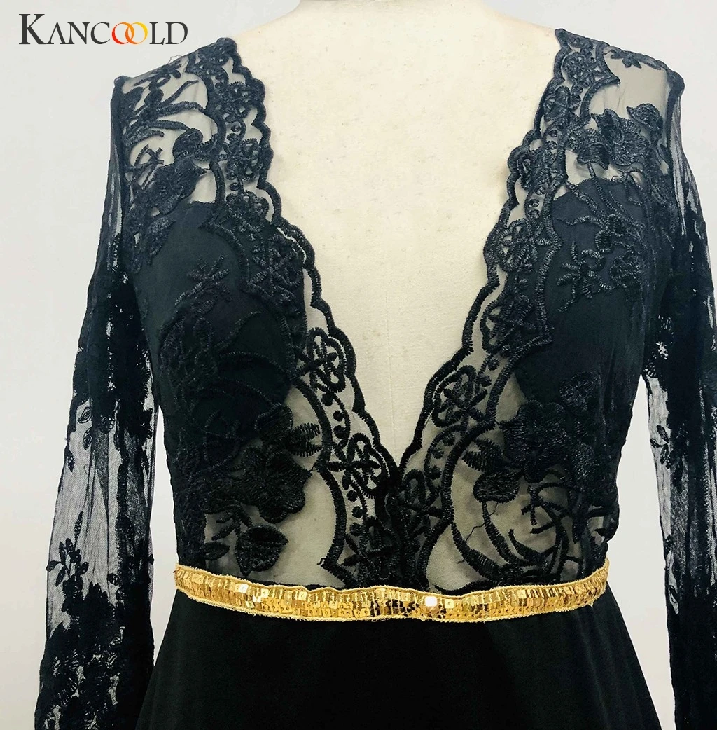 Женское кружевное прозрачное свадебное платье KANCOOLD с длинным рукавом и вышивкой