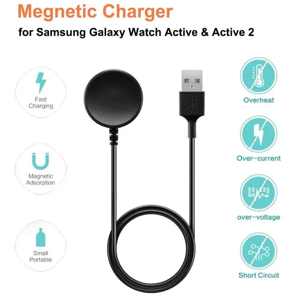 Зарядное устройство для Samsung Galaxy Watch Active 1 и 2 сменный кабель зарядки док-станция -