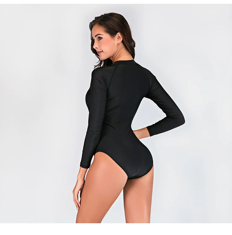 SBART черный купальник из лайкры с длинным рукавом для женщин женский высокой