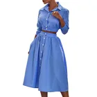 Женский комплект из 2 предметов, сексуальный осенний Модный женский комплект 2021, женские топы, рубашка с длинным рукавом и принтом в полоску, юбка миди с эластичным поясом, комплекты