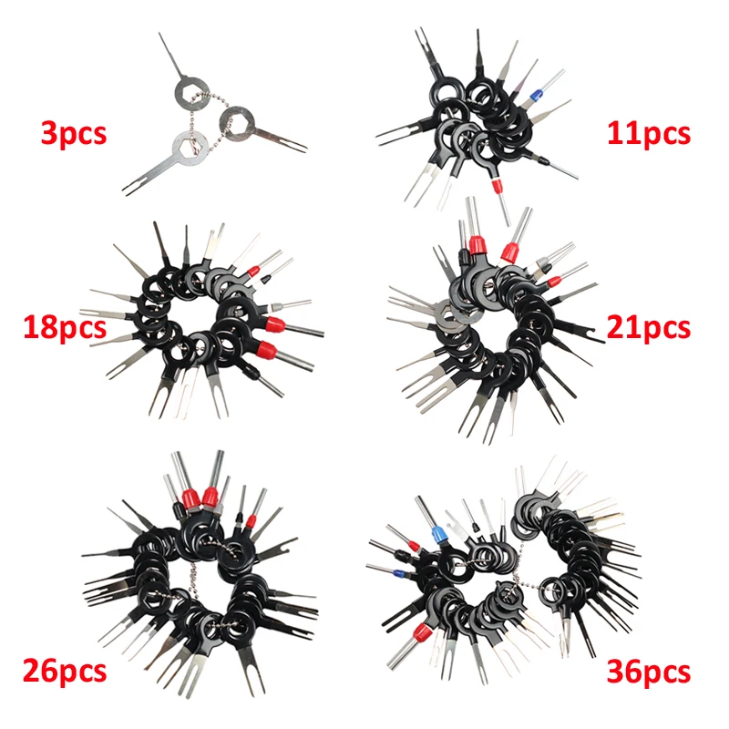 

3/11/18/21/26/36pcs Car Terminal Removal Electrical Wiring Crimp Connector Pin Extractor Kit Car Electrico Repair Hand Tools