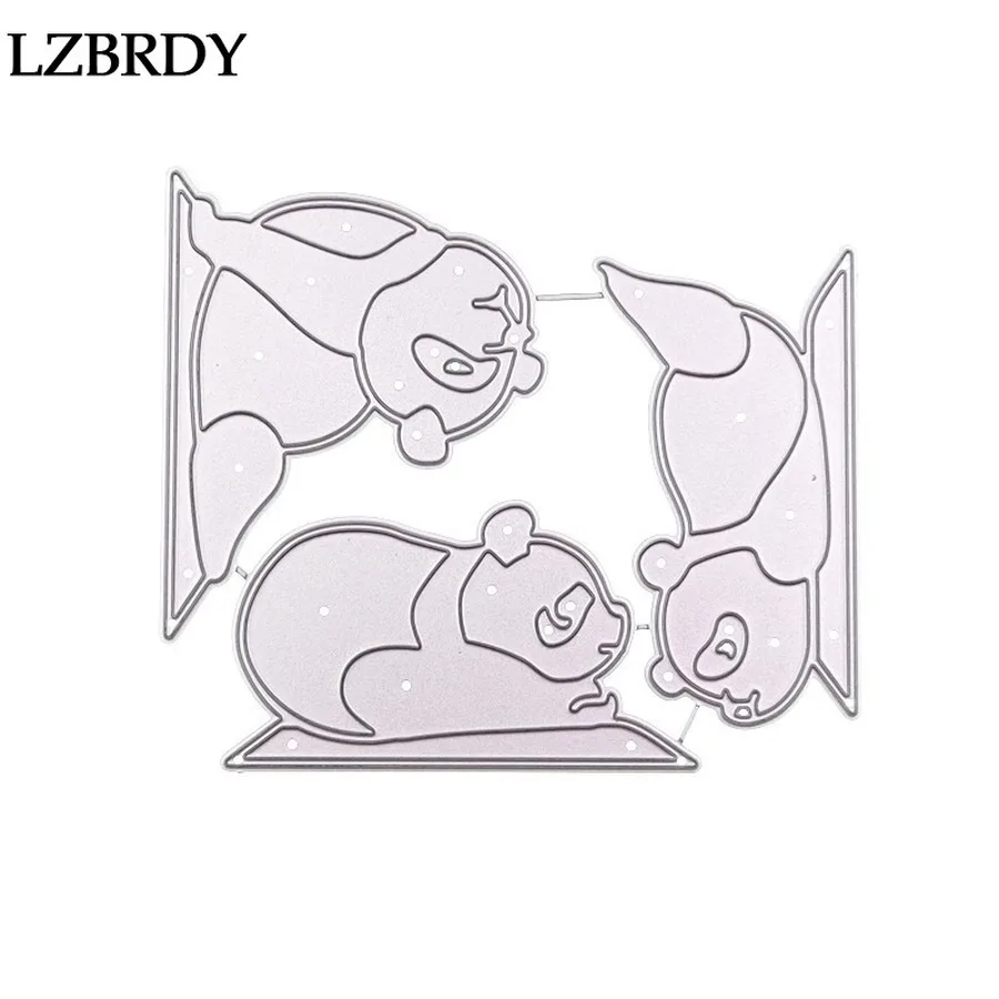 3 милые панды играющие на земле тиснение металлические режущие штампы Kscraft