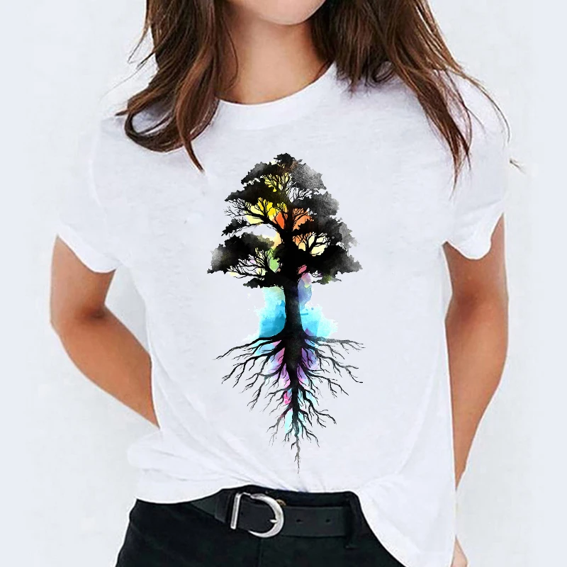 

T-shirts Top for Women Watercolor Printing 90s Style Clothing Print Lady Womens Stylish T Shirt Ladies Sweet Tee T-Shirt