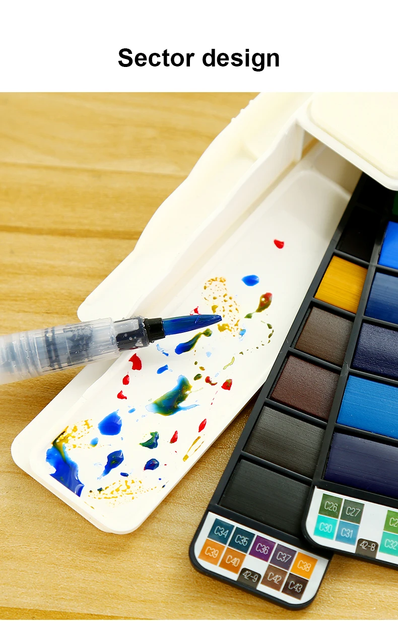 Акварельные краски 18/25/33/42 цветов в наборе с кистью-резервуаром для воды, профессиональное качество пигмента для живописи