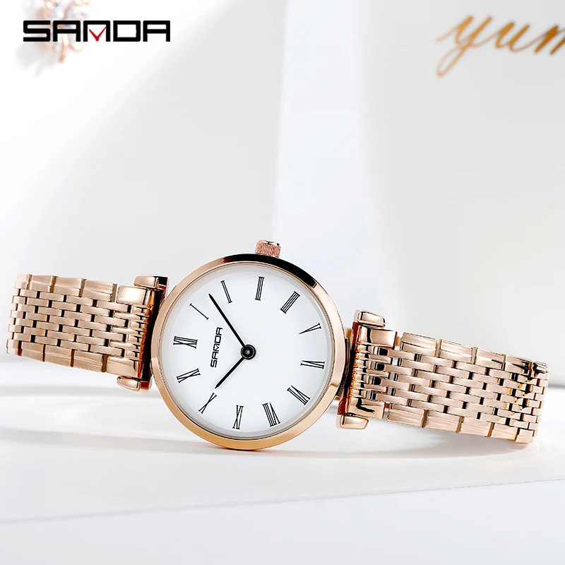 Часы SANDA женские кварцевые из нержавеющей стали супертонкие брендовые