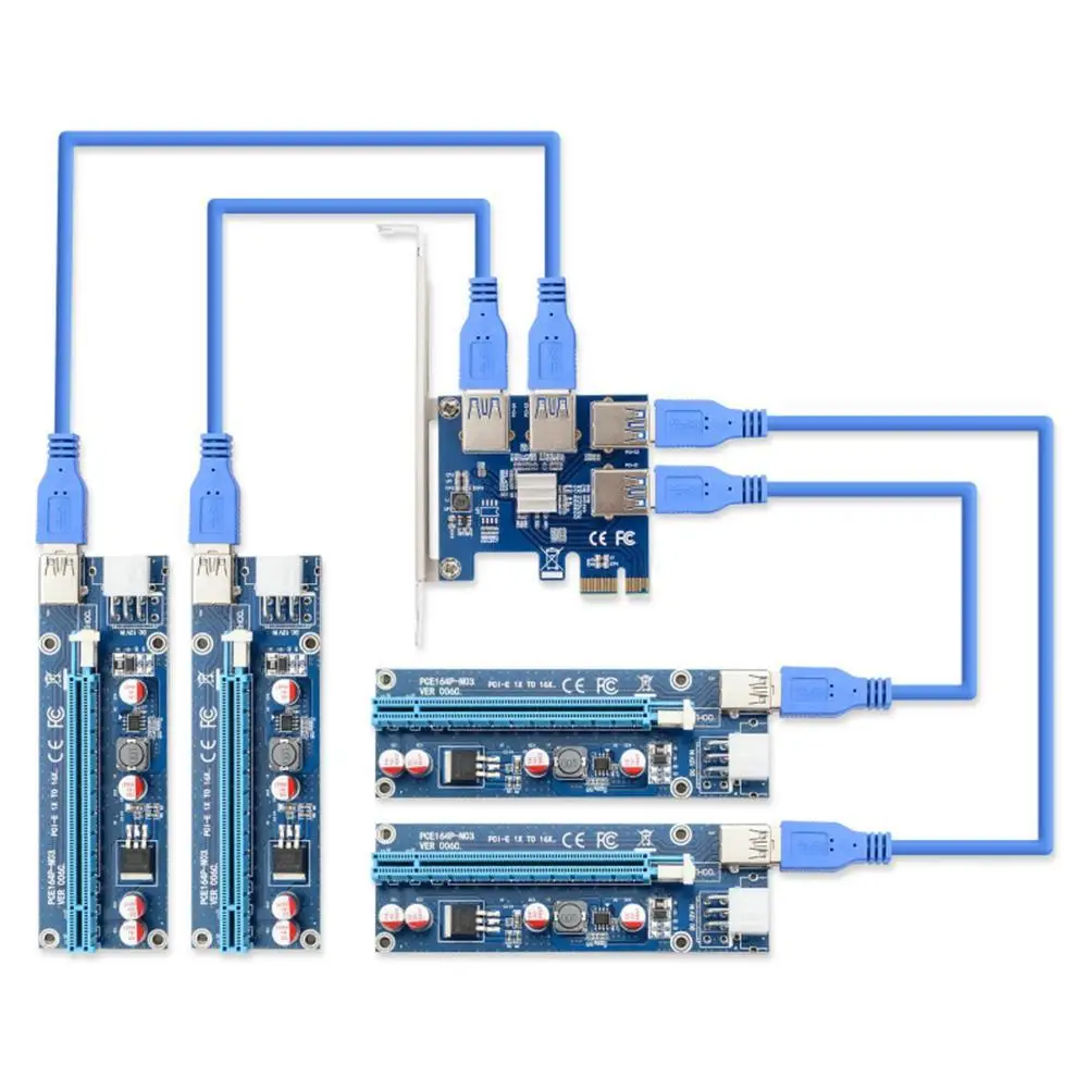 

USB 3.0 PCIe 1 to 4 PCI Express 16X Slots Riser Card External PCI-e Slot PCI-E Adapter Port PCIe 4 Card 1X Multiplier to G2V5