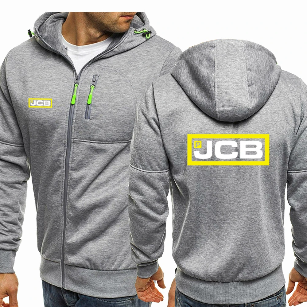 

New Spring and Autumn JCB Logo Jacket Men's Fashion Long Sleeve Zipper Hip-Hop Harajuku Hoodie Casual Hoodied