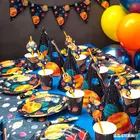 Принадлежности для вечерние в космосе астронавт, одноразовая столовая посуда, конфетная коробка для торта, баннер на день рождения, бутоньерка