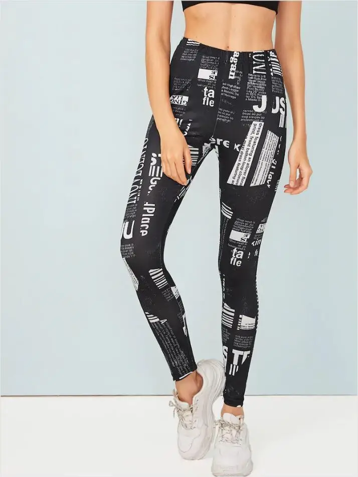 Модные эластичные женские штаны для йоги с надписью леггинсы коррекции