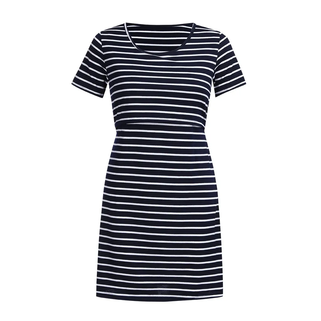 Платье для кормящих женщин из хлопка элегантное платье с коротким рукавом в