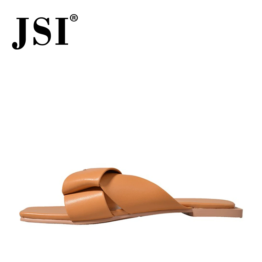 JSI Slider/желтая женская обувь из натуральной коровьей кожи с квадратным носком в