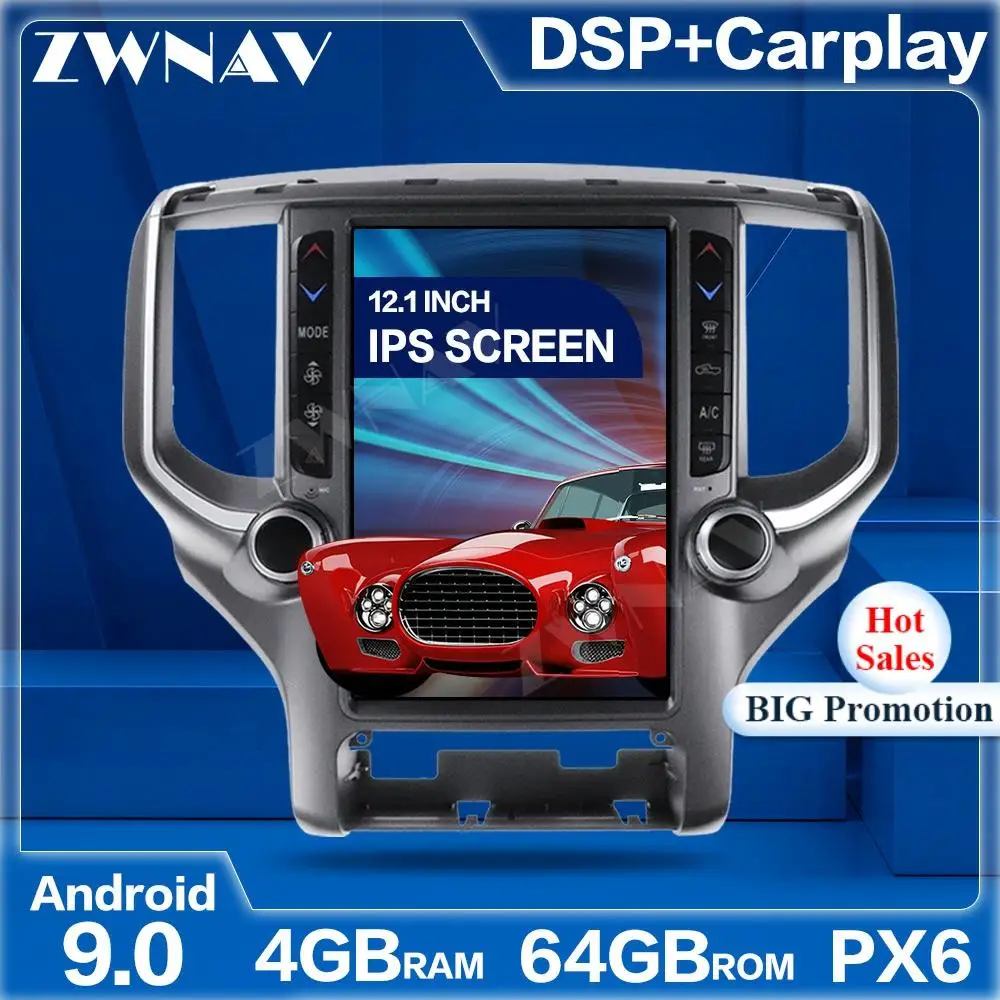 Автомобильный мультимедийный плеер Tesla Style 4 Гб + 64 ГБ большой экран Android 9 0 для Dodge