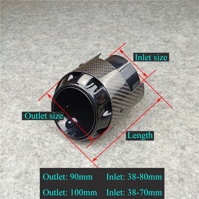 

New Arrive: Real Carbon fiber Exhaust Tip Universal Three Layers Muffler Pipes Glossy Black Stainless Steel (1 piece)