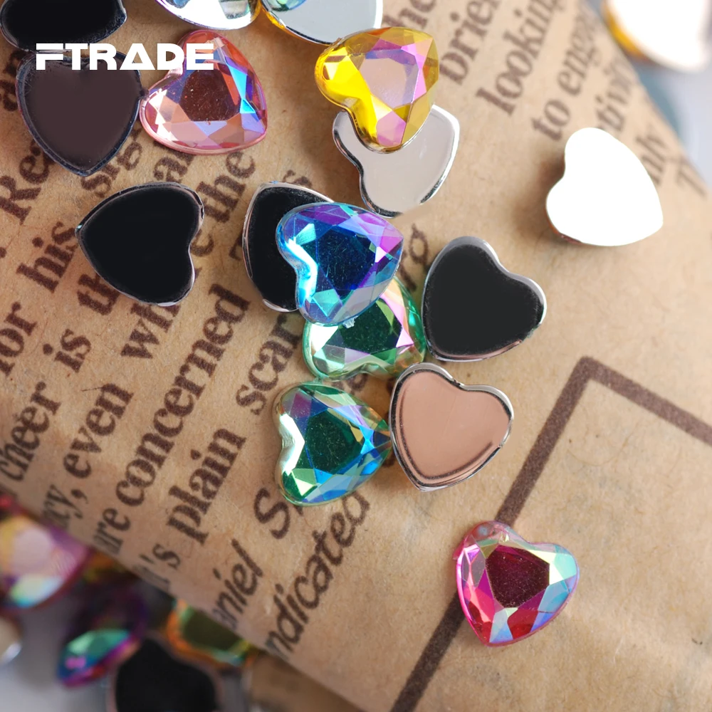 6 мм смешанные цвета зернистость в форме сердца акриловые стразы с плоским