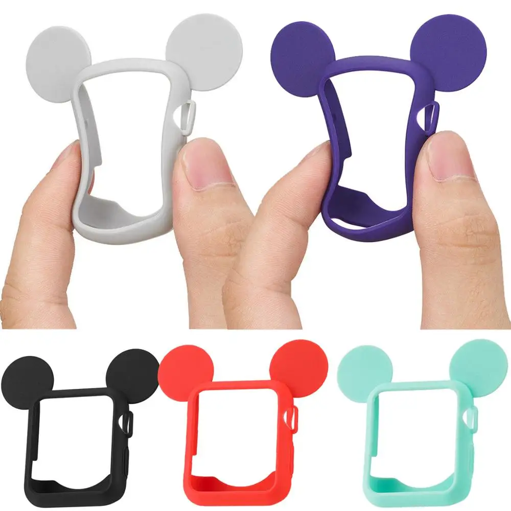 Милый мягкий силиконовый чехол для часов с Микки + ремешок Apple Watch Series 3 2 1 iWatch 42 мм 38