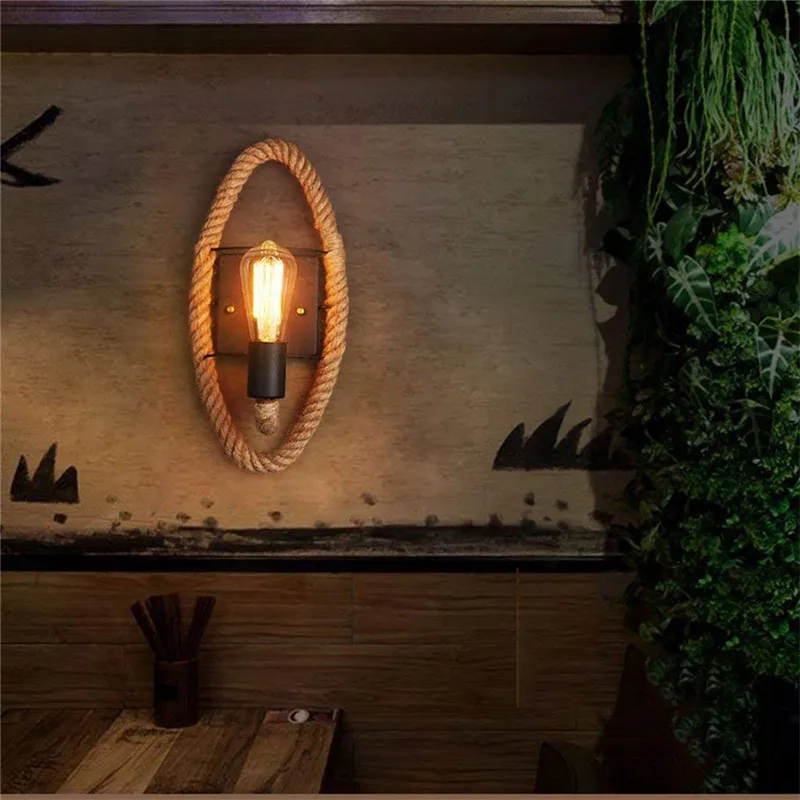 Американский минималистский креативный пеньковый Канат настенный светильник