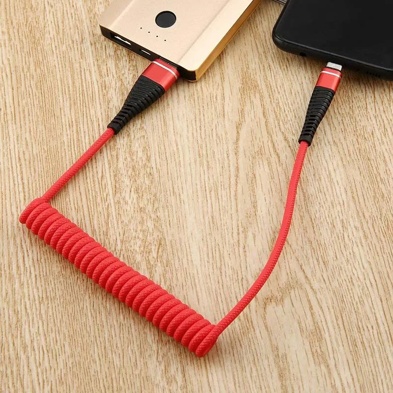 Весна Спиральный кабель Micro USB 2.4A нейлон Быстрая зарядка USB кабель для передачи данных для samsung Xiaomi Android мобильный телефон usb зарядный шнур