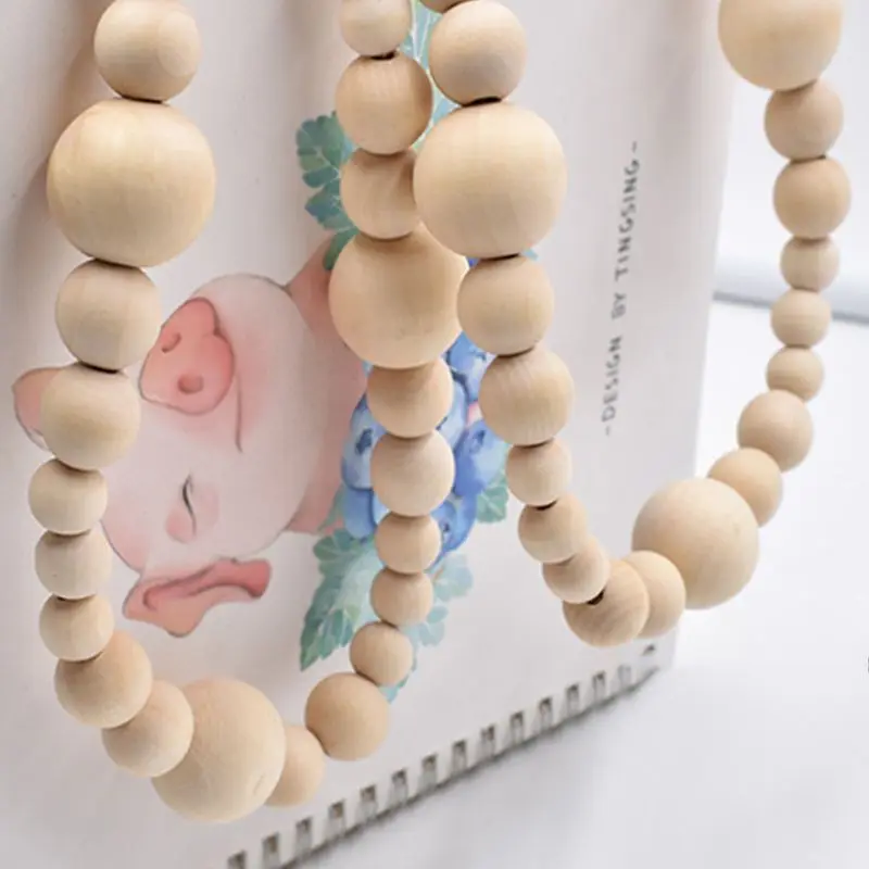 

Natural Hemp Rope Wooden Beaded Children Home Decoration Crafts Pendant Crafts