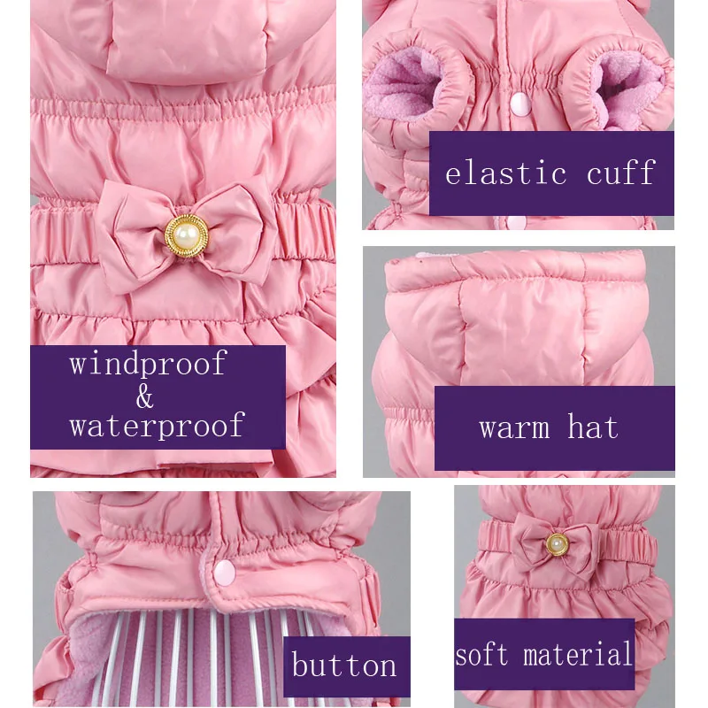 Зимняя куртка для собак Теплая Флисовая одежда принцессы домашних питомцев