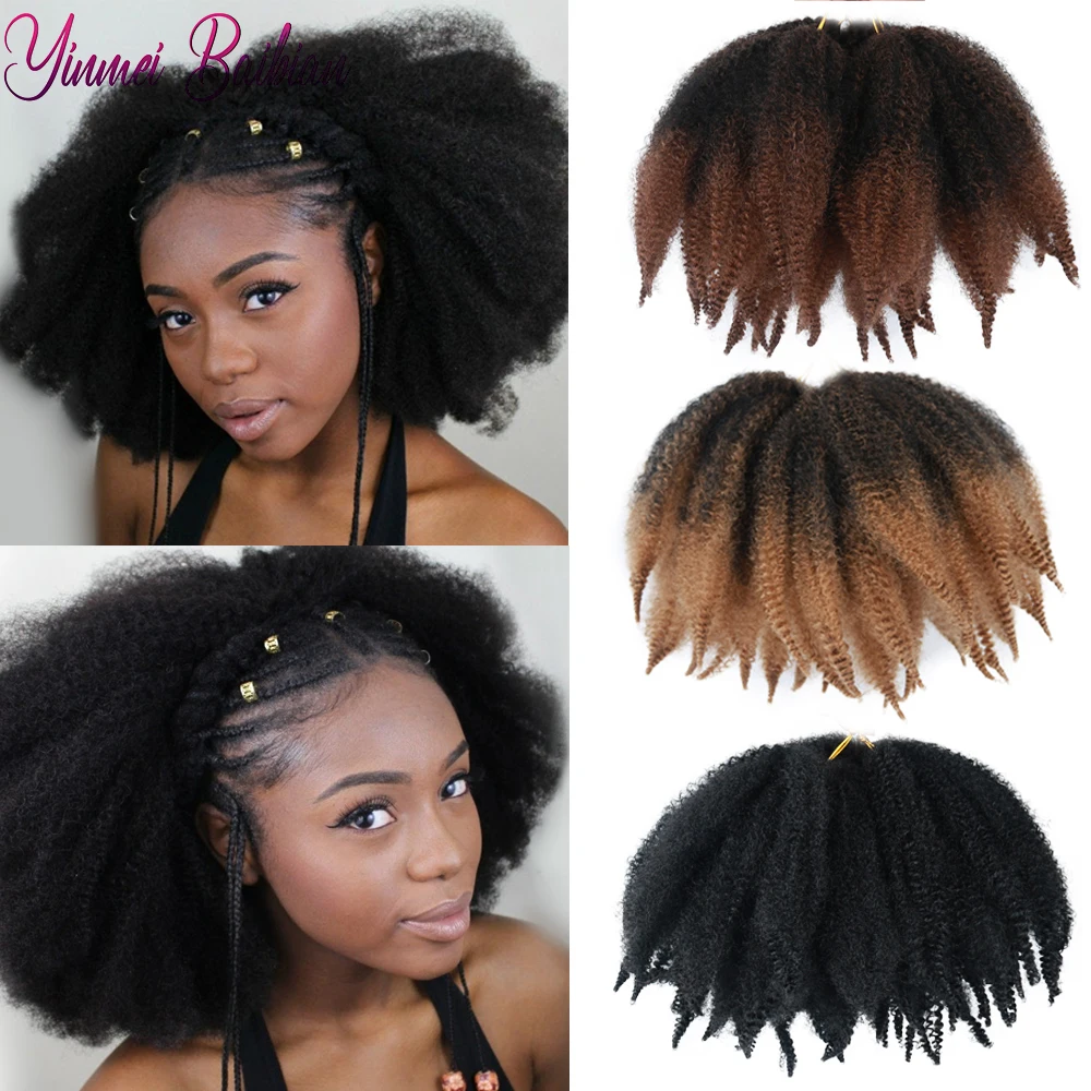 

Yinmei Baibian 8inch Short Afro Kinky Curly Hair Marley Braids Crochet Braiding Synthetic Hair Extensions for African Women