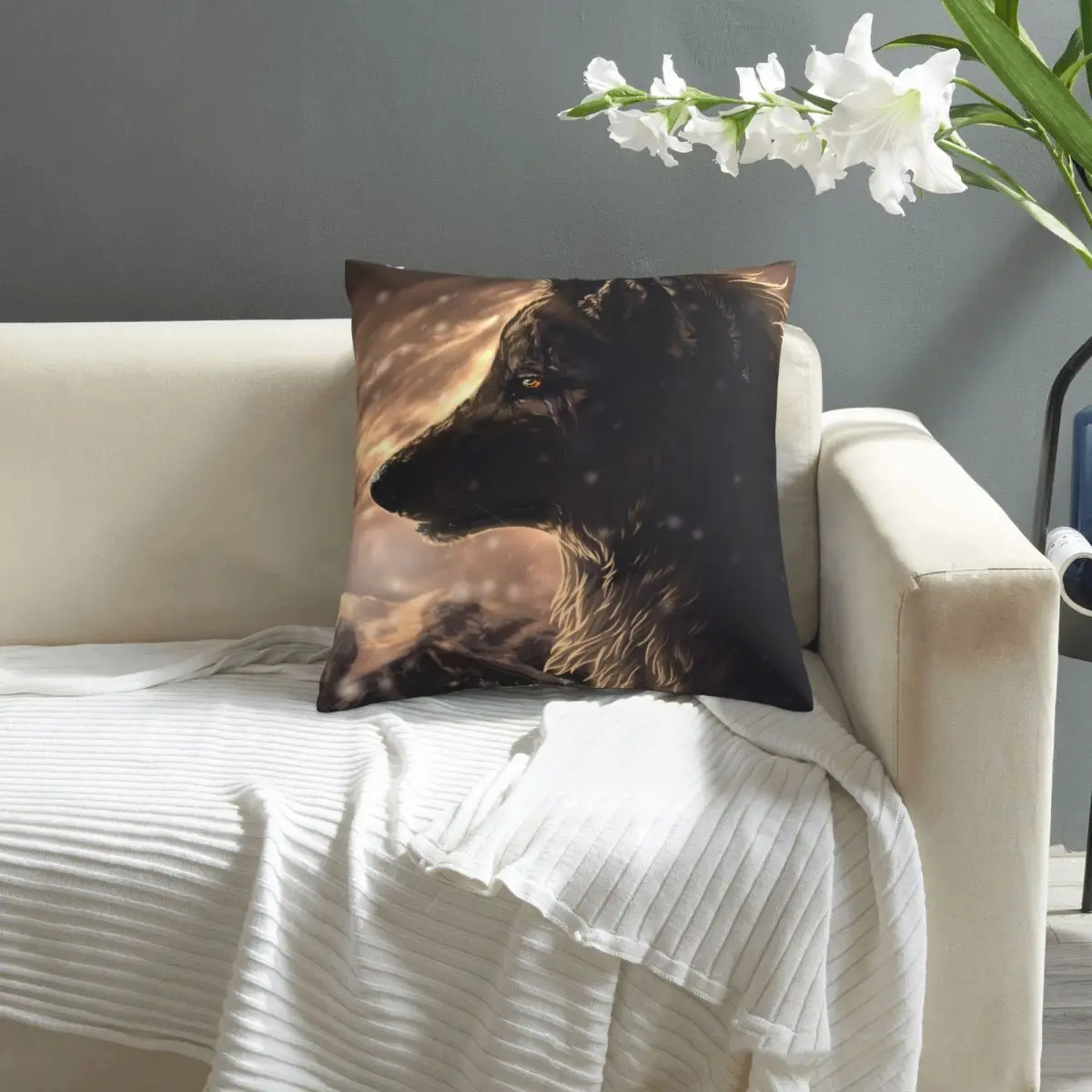 

Wolf pillowcase printed cushion cover sofa waist pillow pillow cover