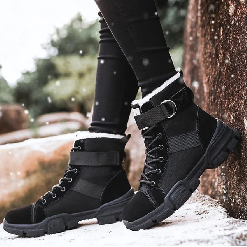 Winter Warm Women Suede Ankle Boots Work Safety Trekking Sneakers Shoes Martin Round Toe Snow High Quality | Обувь