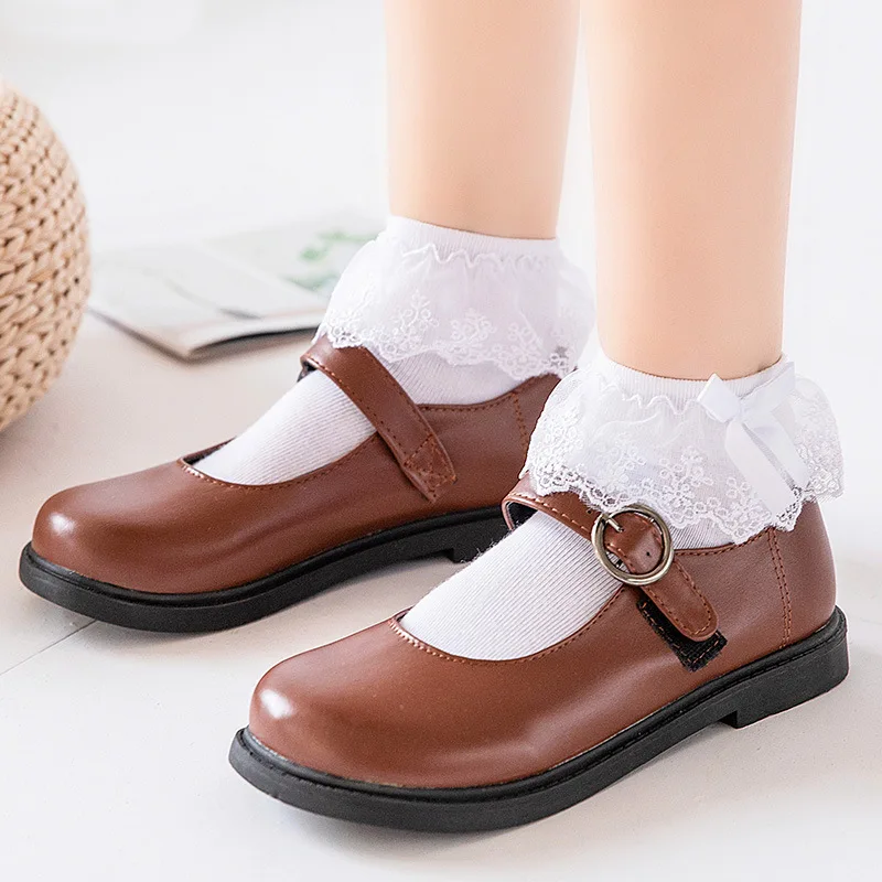 Lolita Cute Lace Socks Women Ruffles Female Kawaii Breathable Cotton Ankle Princess Solid Lady Harajuku Vintage Soft Short Socks